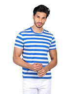 Playeras Para Hombre De Manga Corta Con Estampado De Rayas A41112 Azul