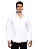 Camisas Para Hombre Manga Larga Jacquard Lisa B51331 Blanco