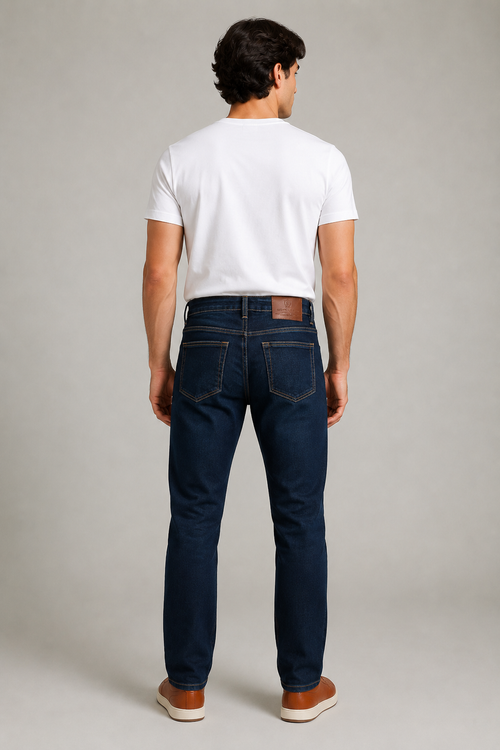 Jeans Para Hombre Mezclilla Slim Deslavado Oscuro J61110 Azul