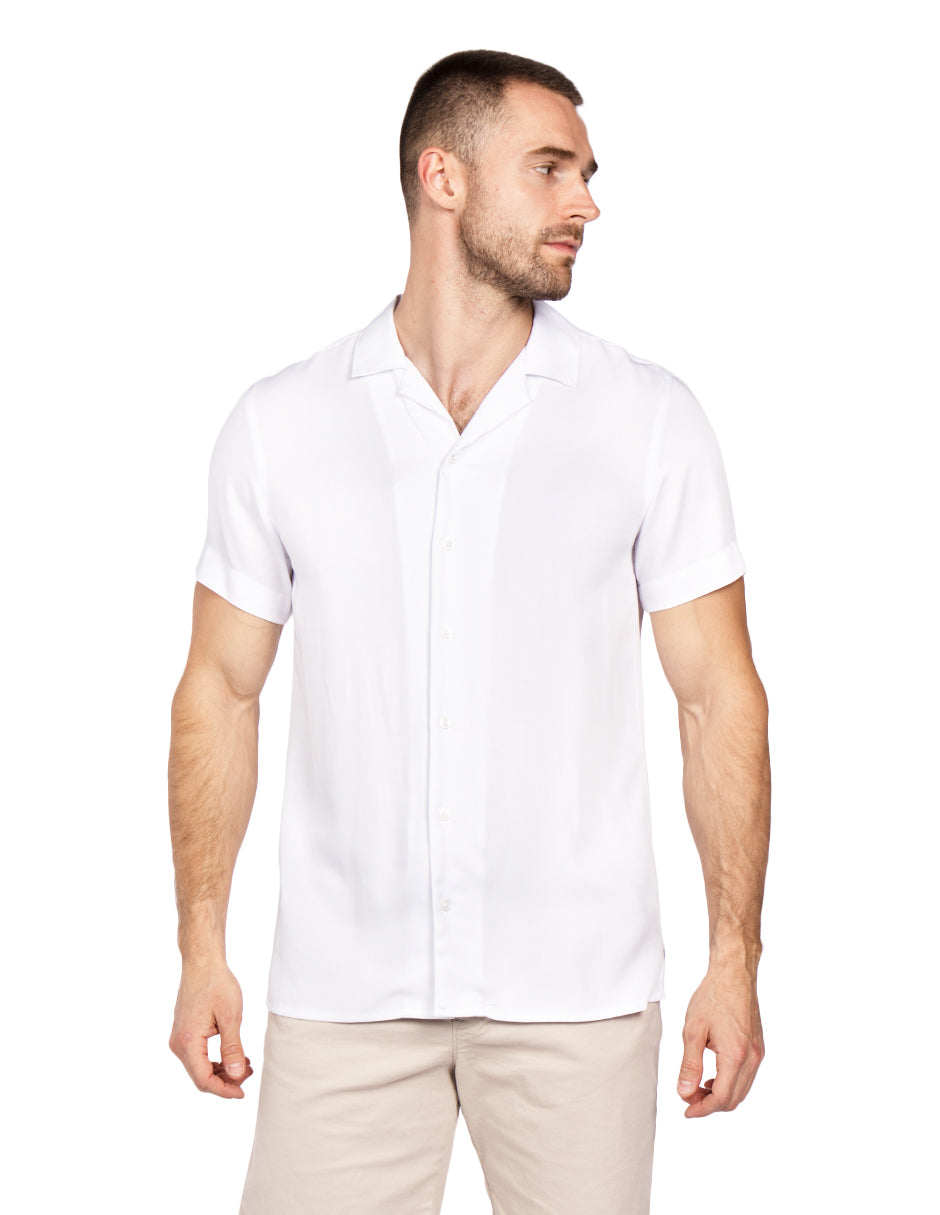 Camisas Para Hombre Relaxed Fit Satinada B51351 Blanco