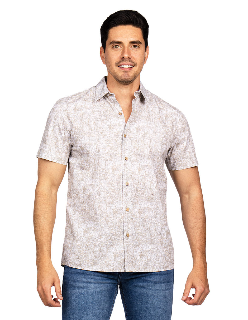 Camisas Para Hombre Estilo Lino B51366 Beige