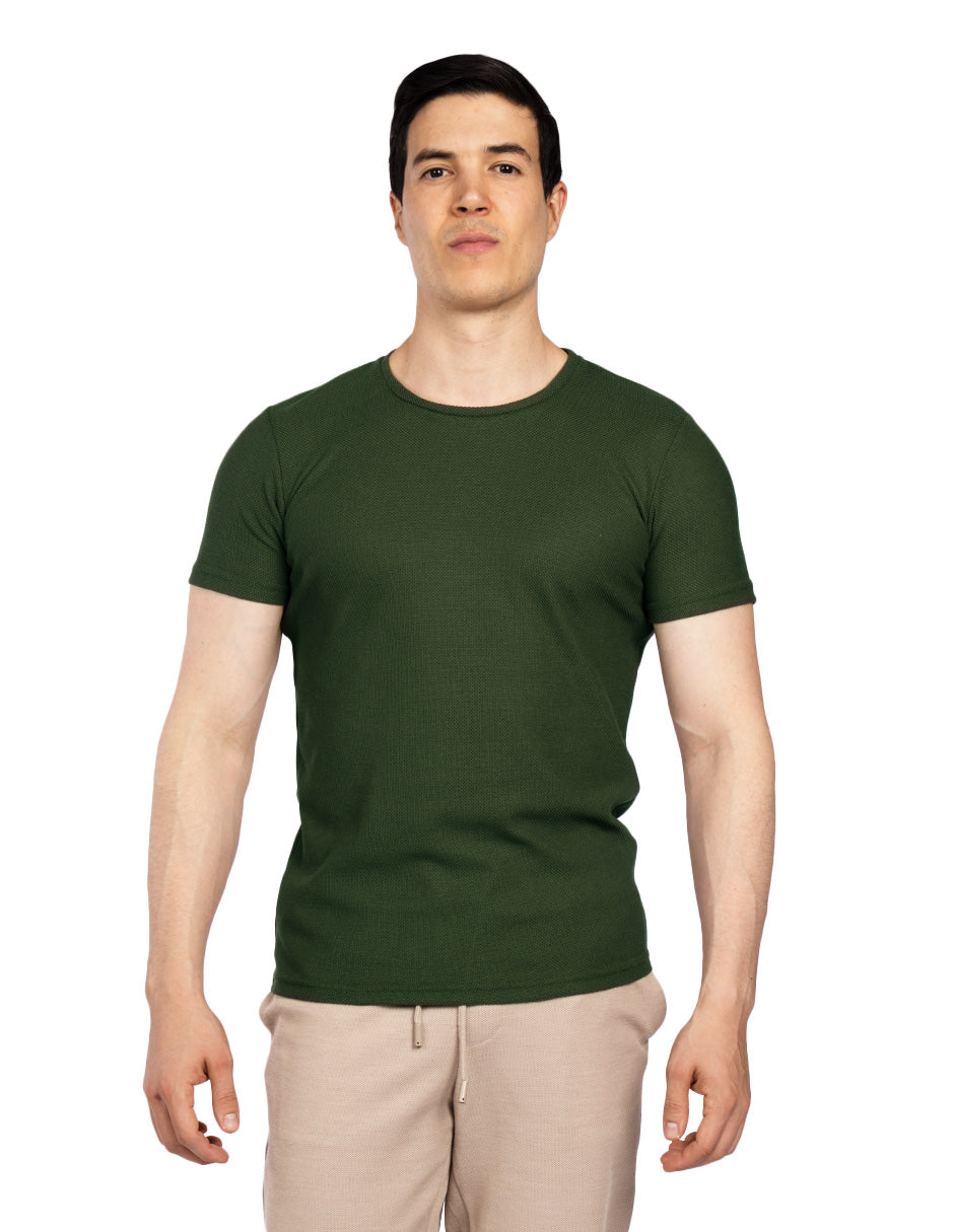 Playeras Para Hombre Slim Fit Textura A51303 Militar