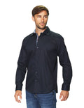 Camisas Para Hombre Manga Larga Micro Rayas B45308 Marino