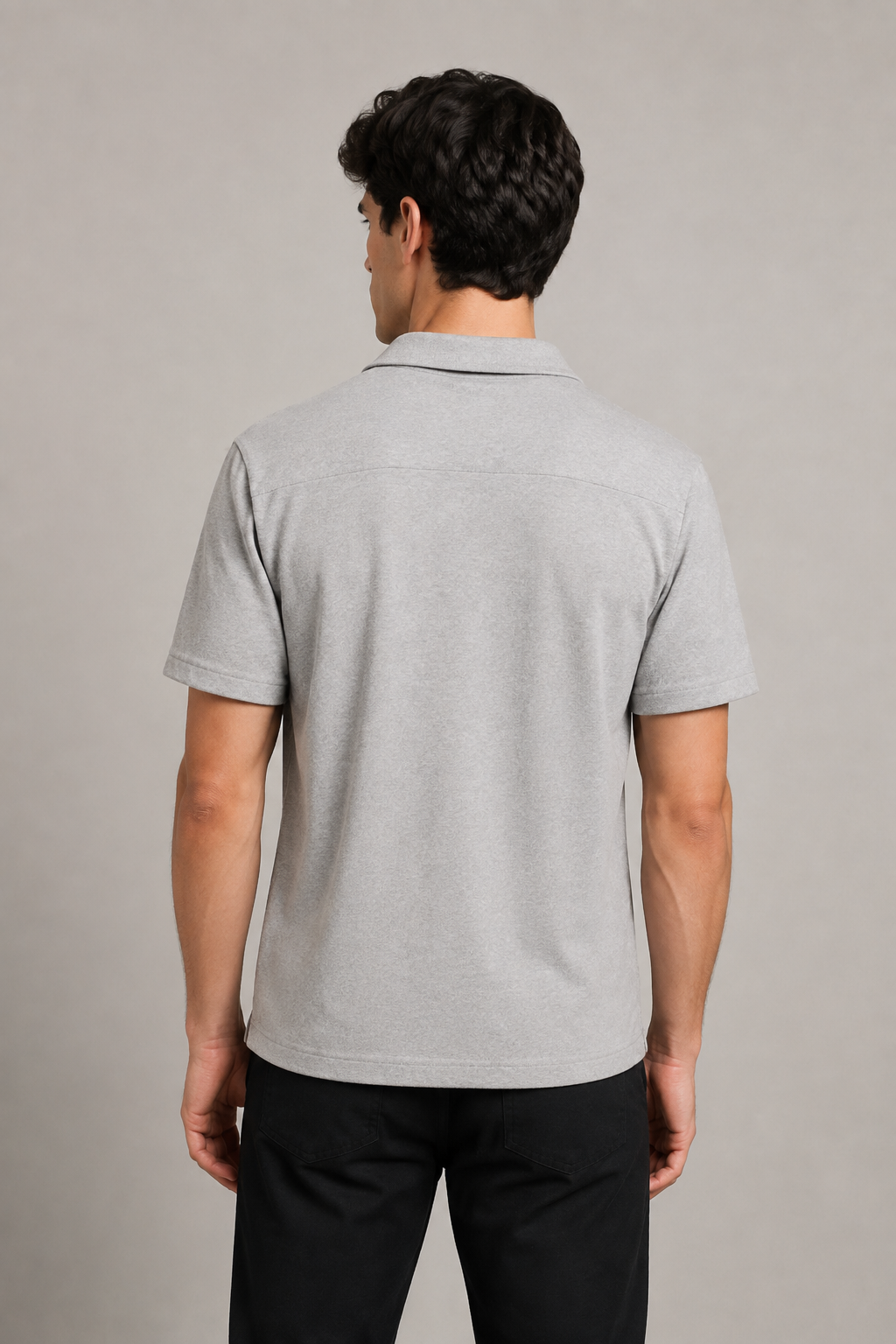 Camisas Para Hombre Manga Corta Tacto Cashmere B65451 Jaspe