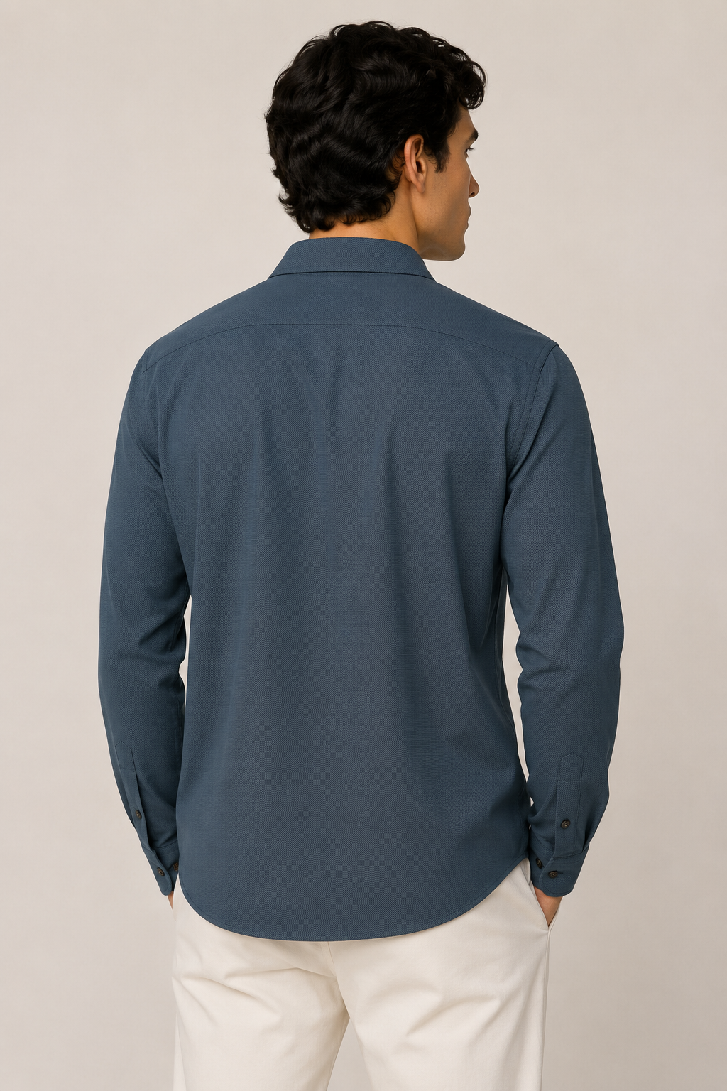 Camisas Para Hombre Super Stretch Con Textura Non Iron B55403 Teal