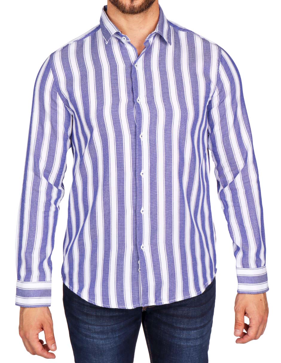 Camisas Para Hombre Regular Fit Dobby B51310 Azul