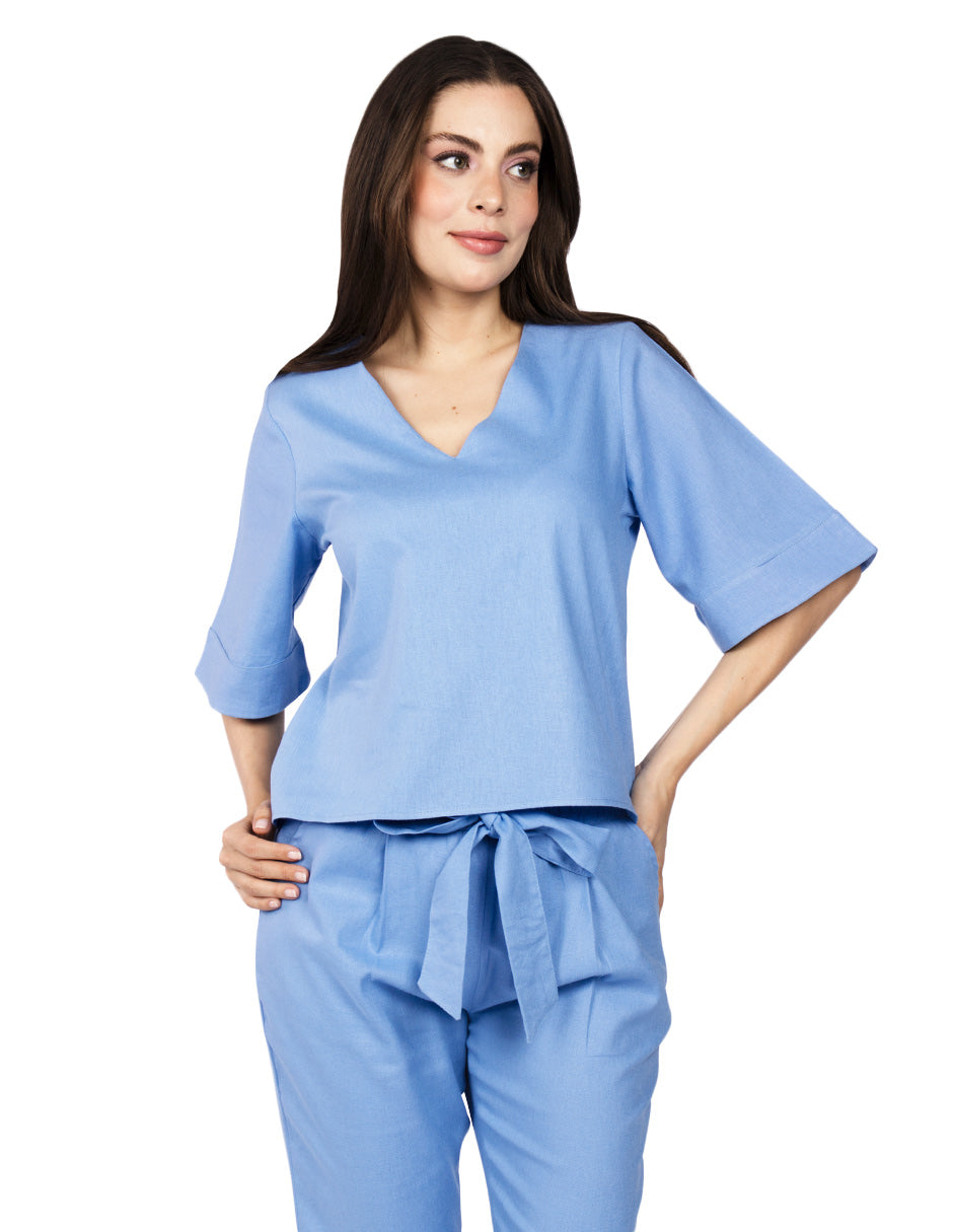 Blusas Para Mujer Oversize Suelta N51102 Azul