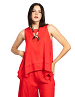 Blusas Para Mujer Bluson Tipo Lino Con Olanes N51146 Rojo