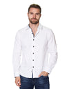 Camisas Para Hombre Bobois Moda Casuales Jackard De Manga Larga Lisa Slim Fit B35313 Blanco