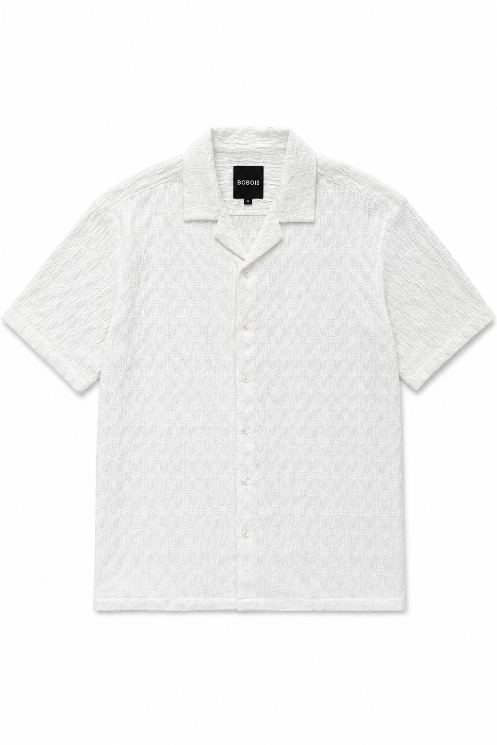 Camisa para Hombre Manga Corta Resort Jacquard Super Stretch Antiarrugas B61457 Blanco