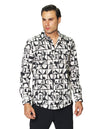 Camisas Para Hombre Manga Larga Estampada B45522 Blanco