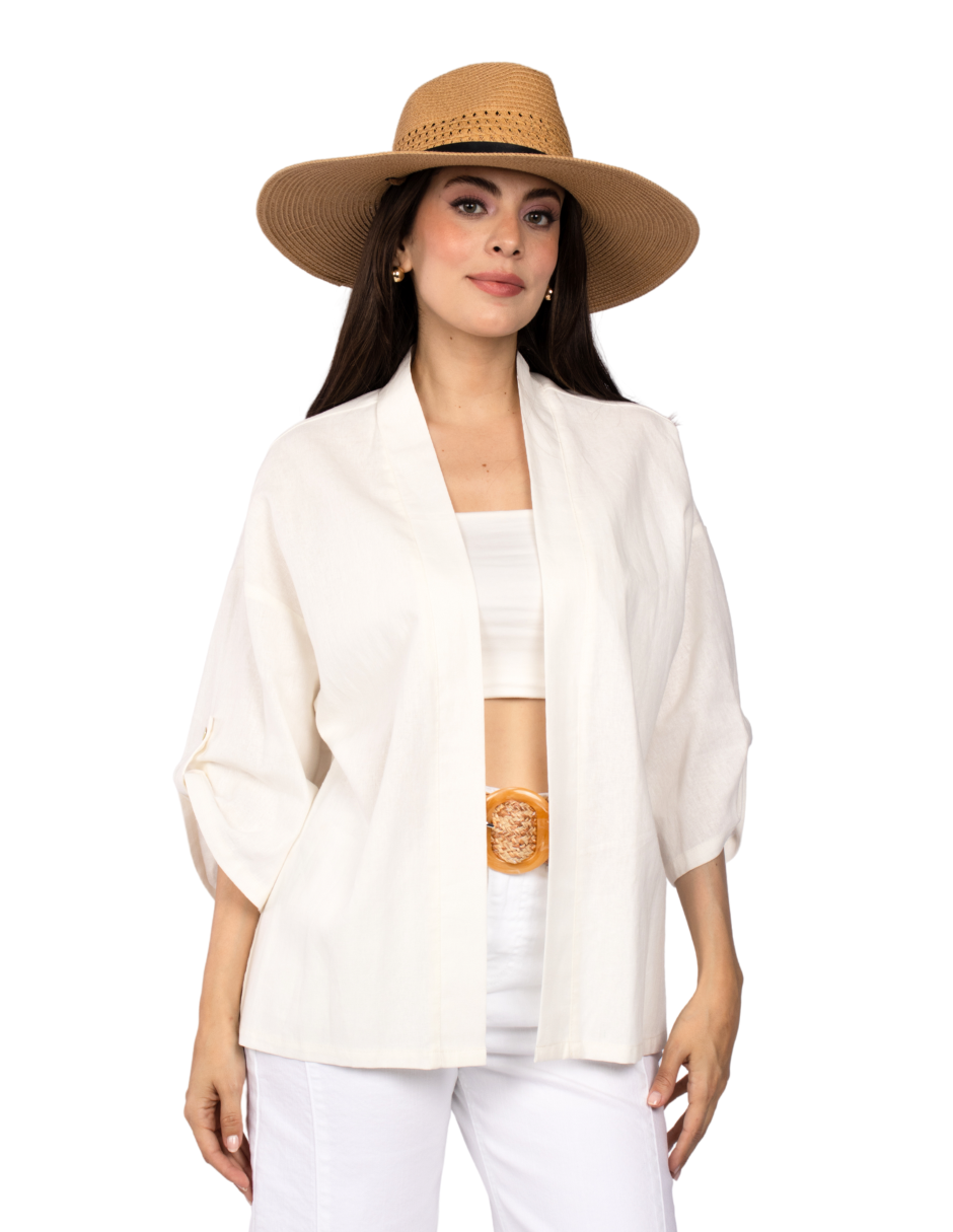 Kimonos Para Mujer Lino Estilo Japones T51101 Crema