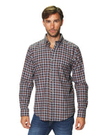 Camisas Para Hombre Manga Larga de Cuadros B45126 Marino