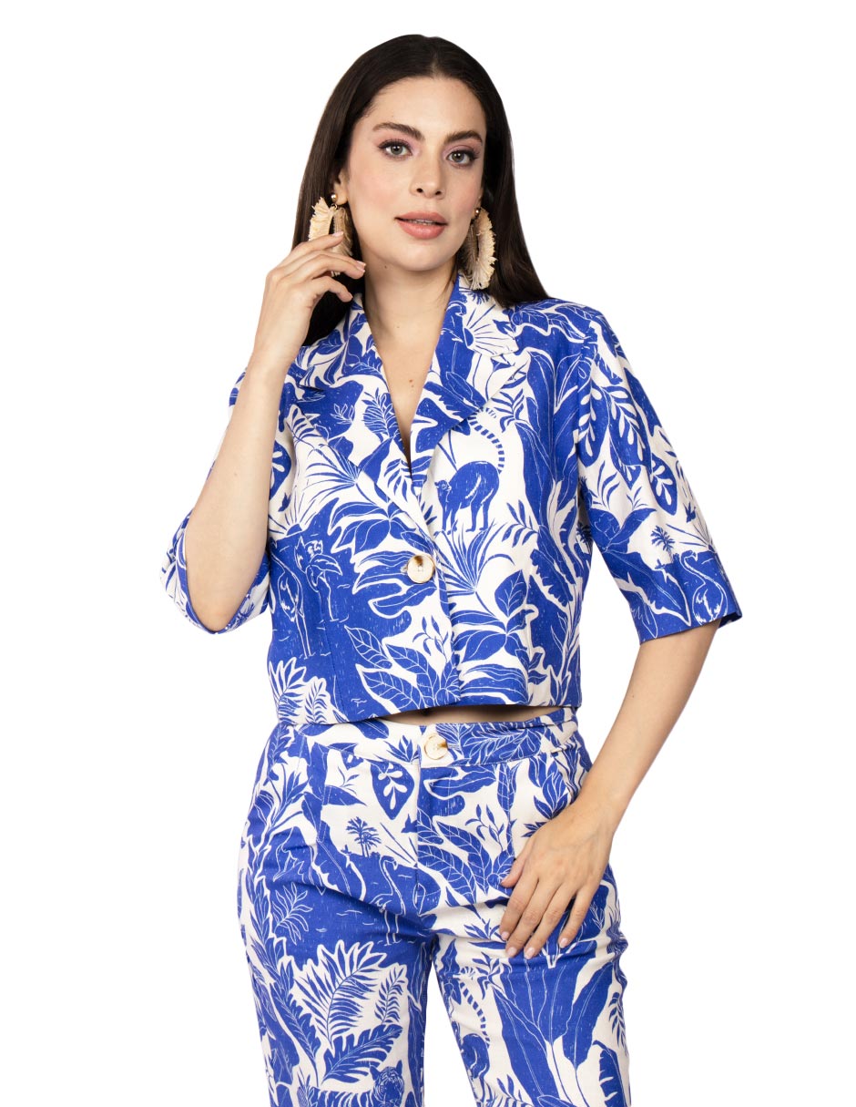 Blazers Para Mujer Corto Tipo Lino T51100 Rey