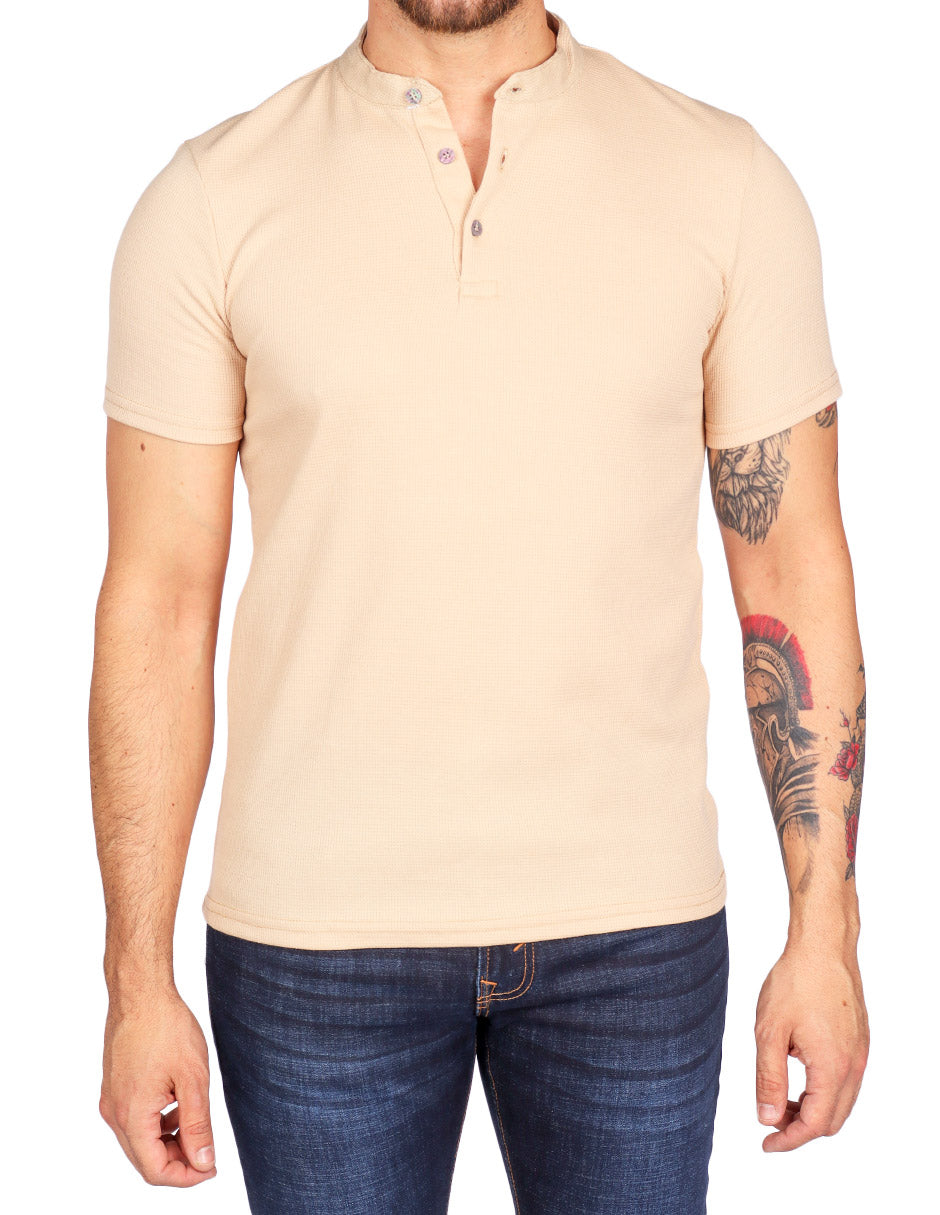 Playeras Para Hombre Textura Con Aletilla A51308 Kaki