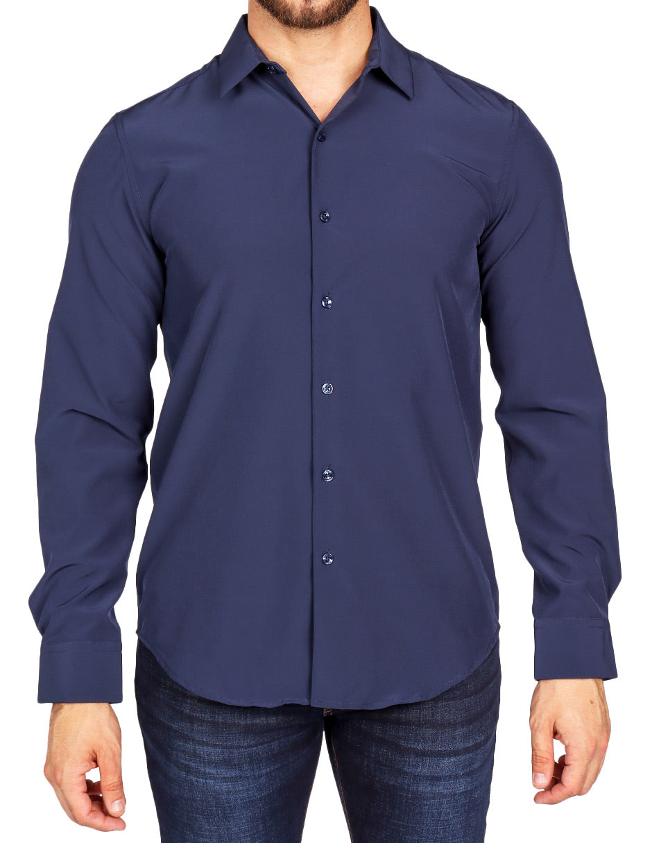Camisas Para Hombre Regular Fit Sin Arrugas BPOP4W Marino