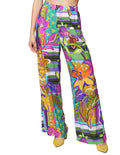 Pantalones Para Mujer Bobois Moda Casuales Comodo Acampanado De Tiro Alto Con Estampado Floral W41133 Unico