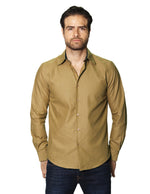 Camisas Para Hombre Manga Larga Mate Textura B45301 Ocre