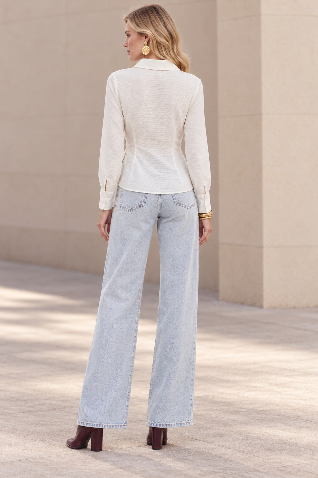 Blusas Para Mujer Tipo Camisa, Botones Frontales Y Diseño Cruzado Con Amarre N63133 Blanco
