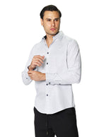 Camisas Para Hombre Manga Larga Rombos B45311 Blanco