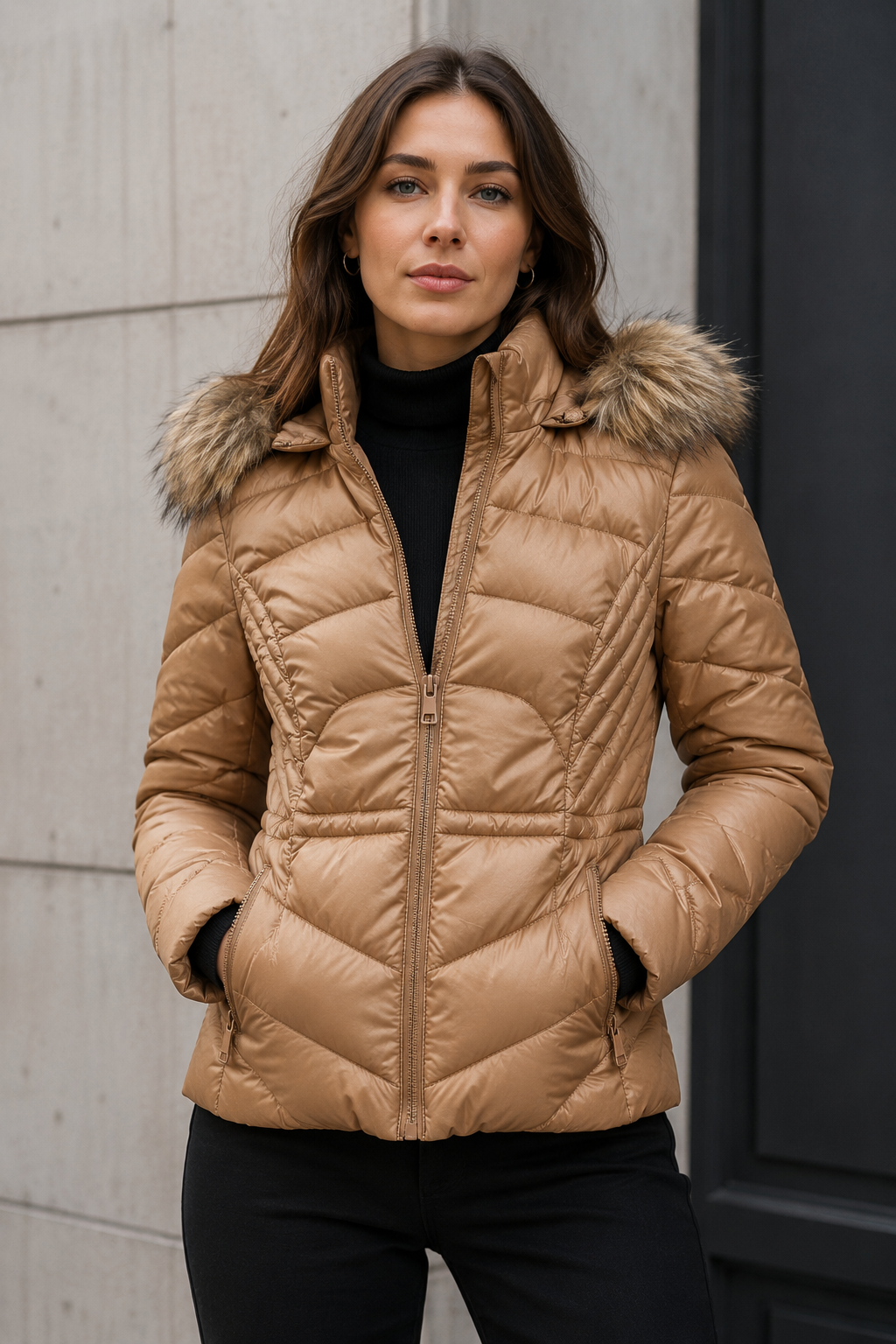 Chamarras Para Mujer Acolchonada Con Peluche Q33200 Camel