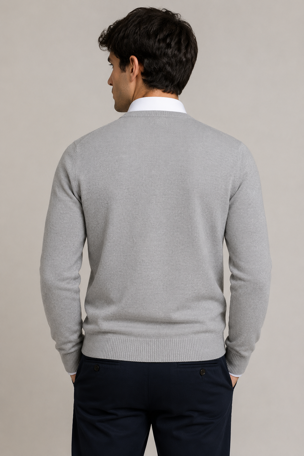 Suéteres Para Hombre Básico de Punto Fino E65301 Gris