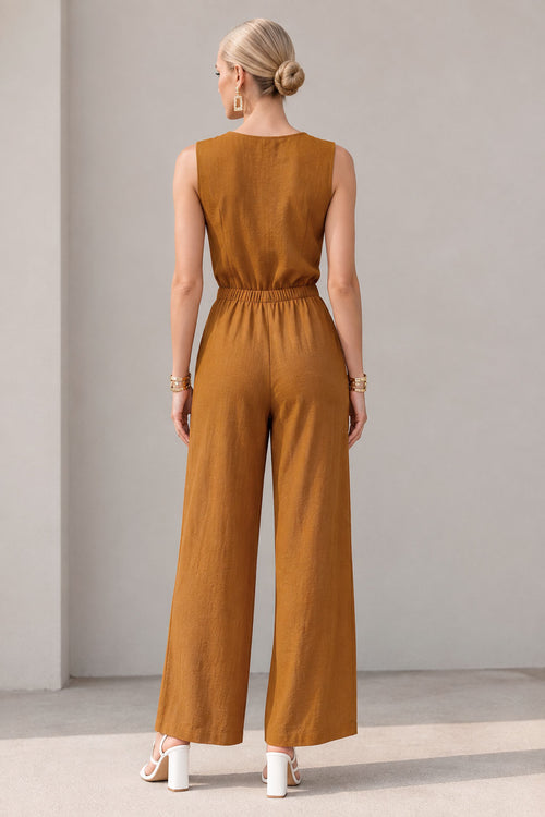 Pantalones Para Mujer Wide Leg Con Textura Básico W63110 Ocre