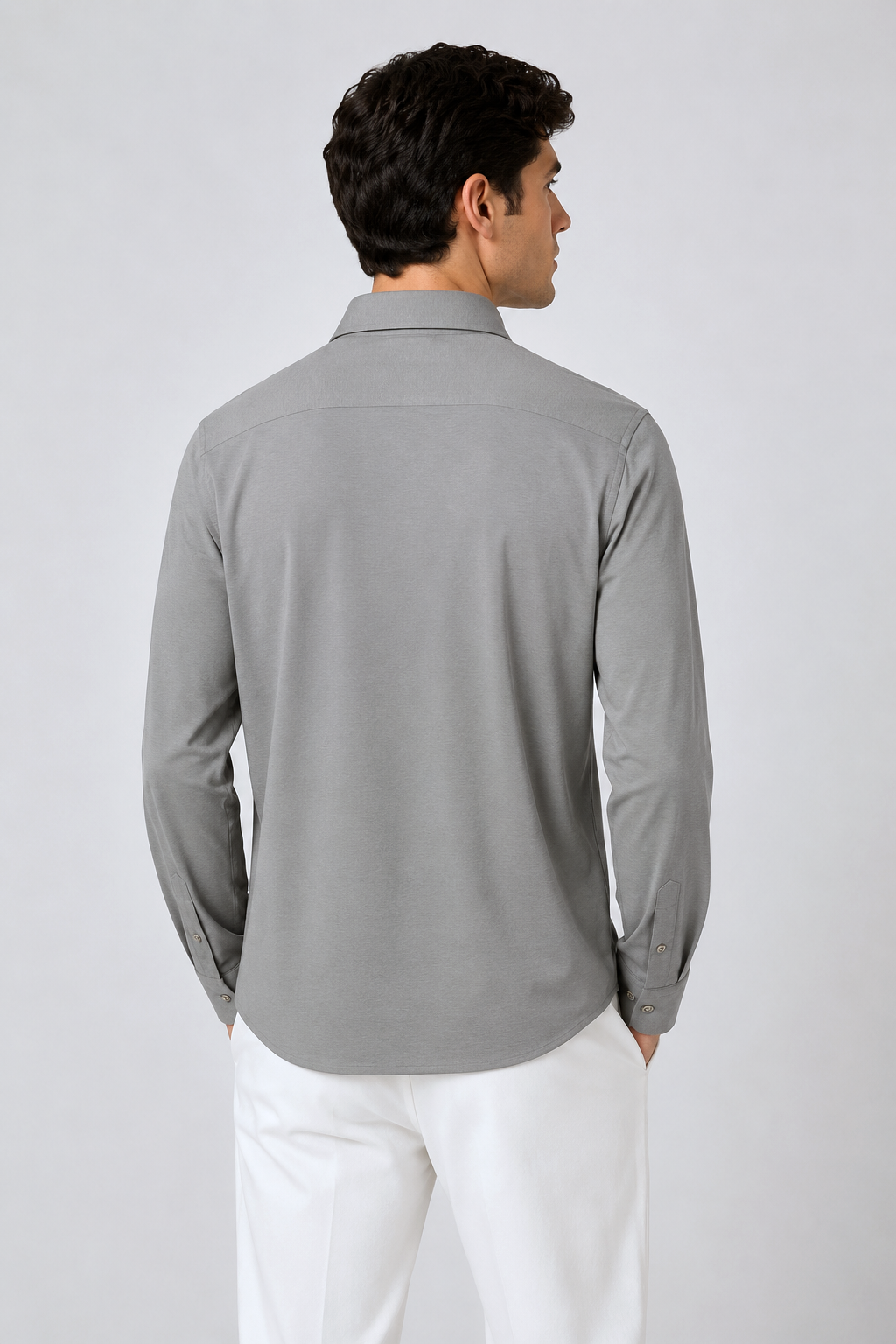 Camisas Para Hombre Jersey Super Stretch De Punto Non Iron B55402 Gris