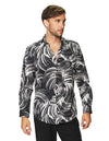 Camisas Para Hombre Manga Larga Estampada B45524 Negro