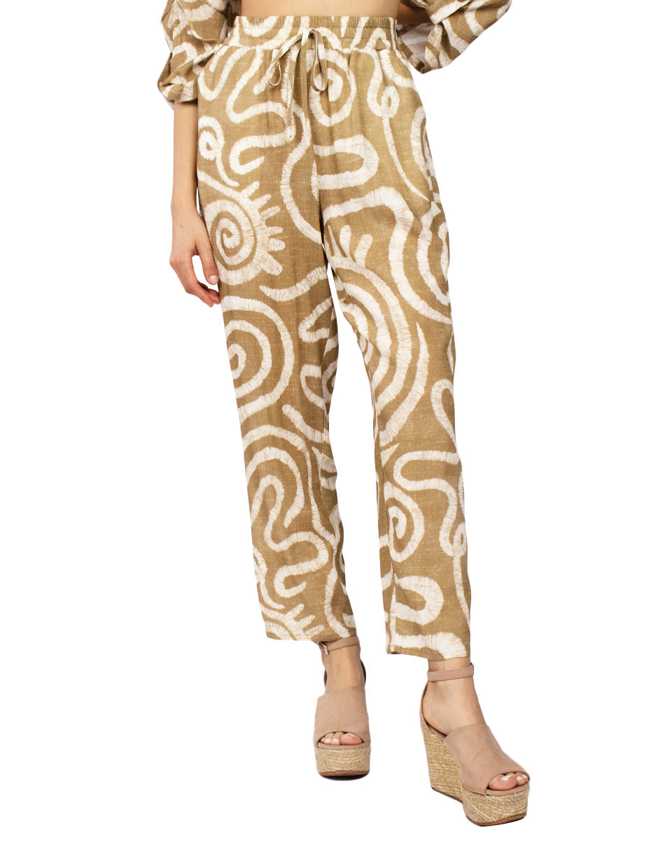 Pantalones Para Mujer Ligero Con Jareta W51123 Camel