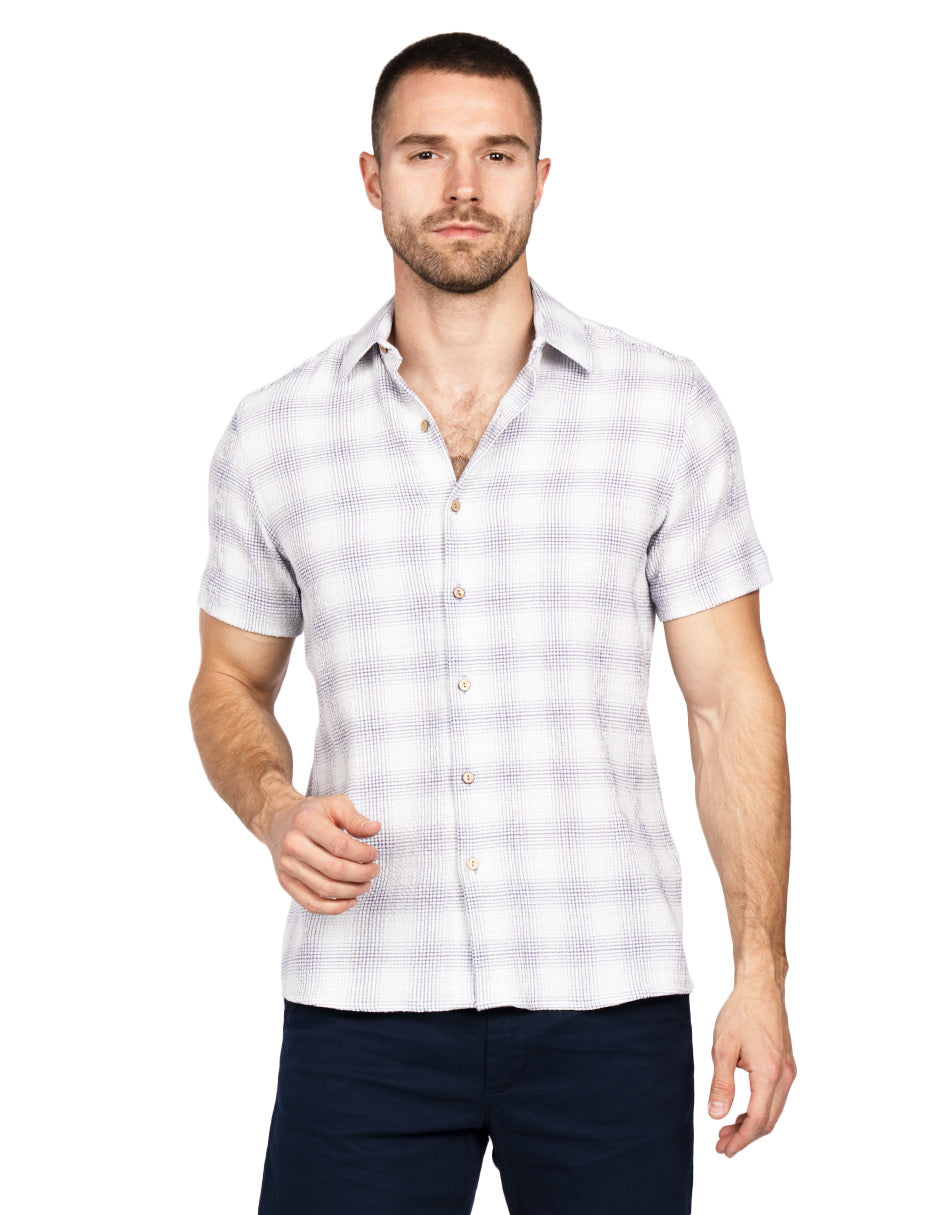 Camisas Para Hombre Dobbie Con Textura B51356 Marino