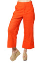 Pantalones Para Mujer Bobois Moda Casuales Pesquero Liso Perforado De Tiro Alto Acampanado W41125 Naranja
