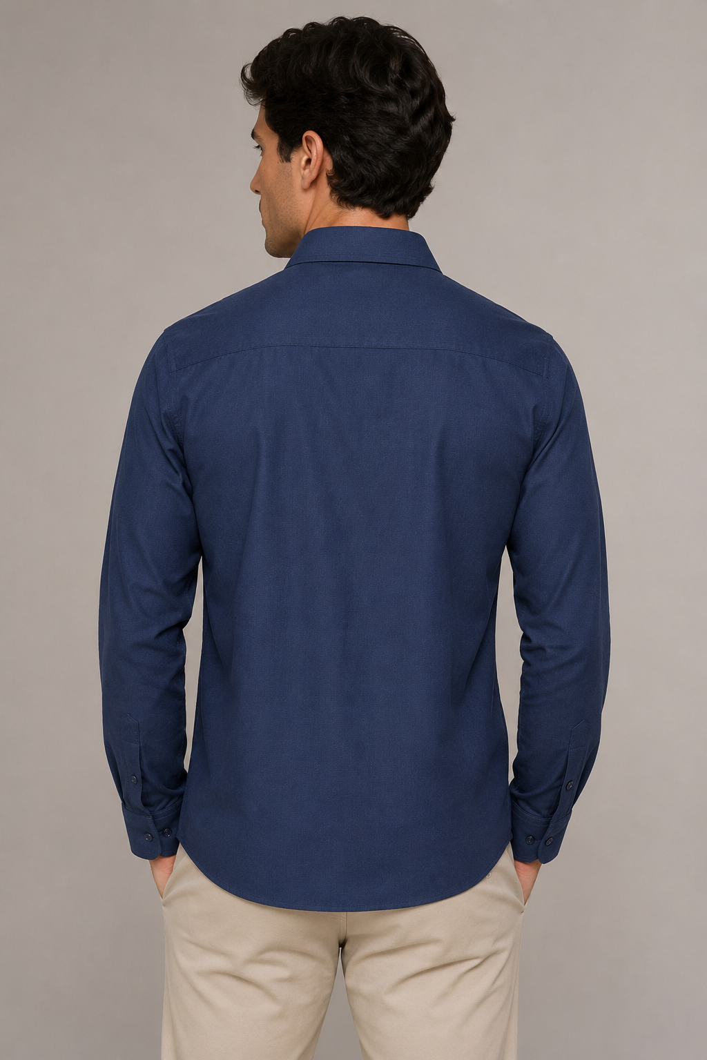 Camisa para Hombre Micropanal Antiarrugas B61403 Marino