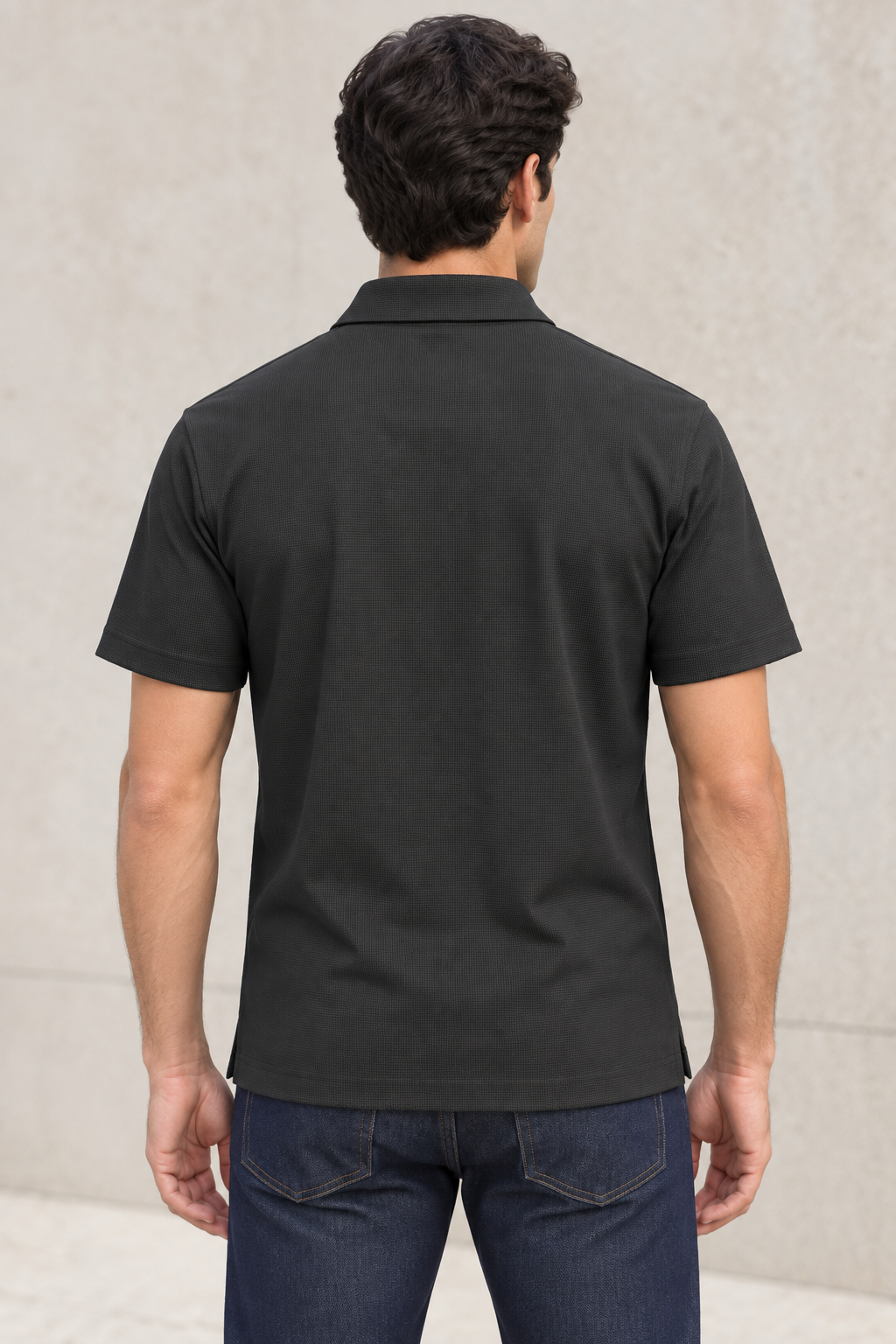 Playera Polo para Hombre Piqué Super Stretch Transpirable A61411 Negro