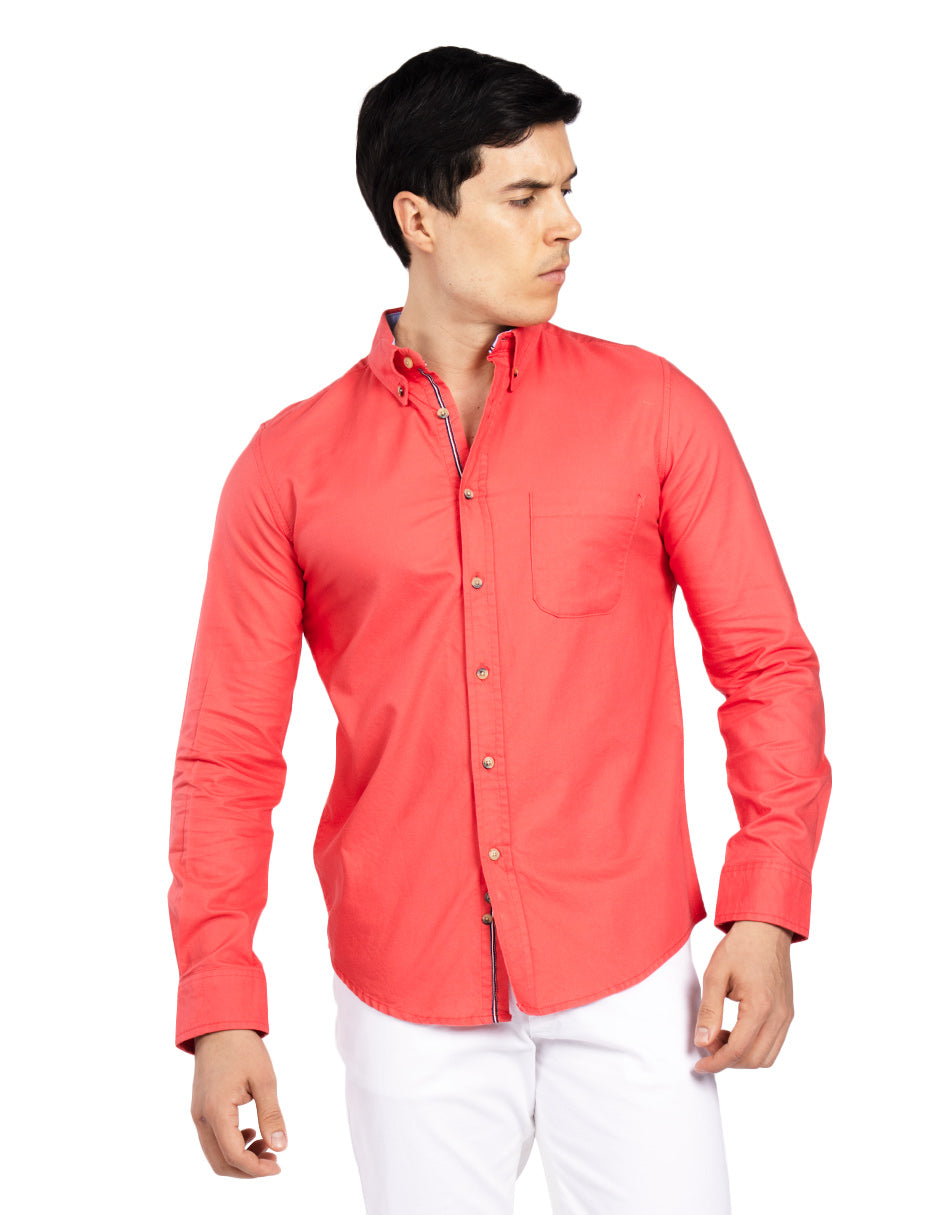 Camisas Para Hombre Regular Fit Oxford B51111 Coral