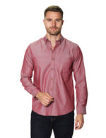 Camisas Para Hombre Manga Larga Lisa B45101 Vino