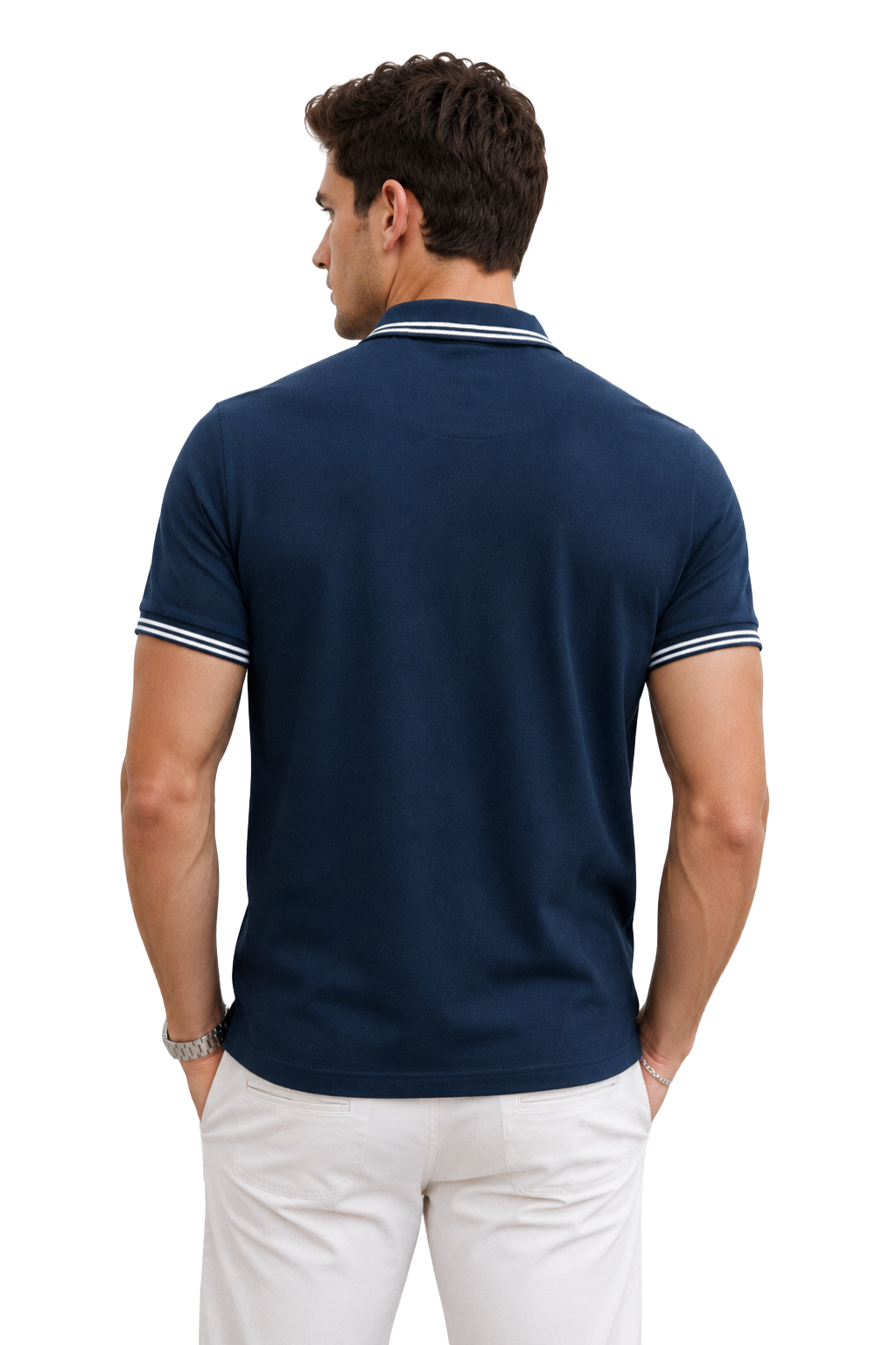 Playeras Polo Para Hombre Básica con Rayas APOLRS Marino
