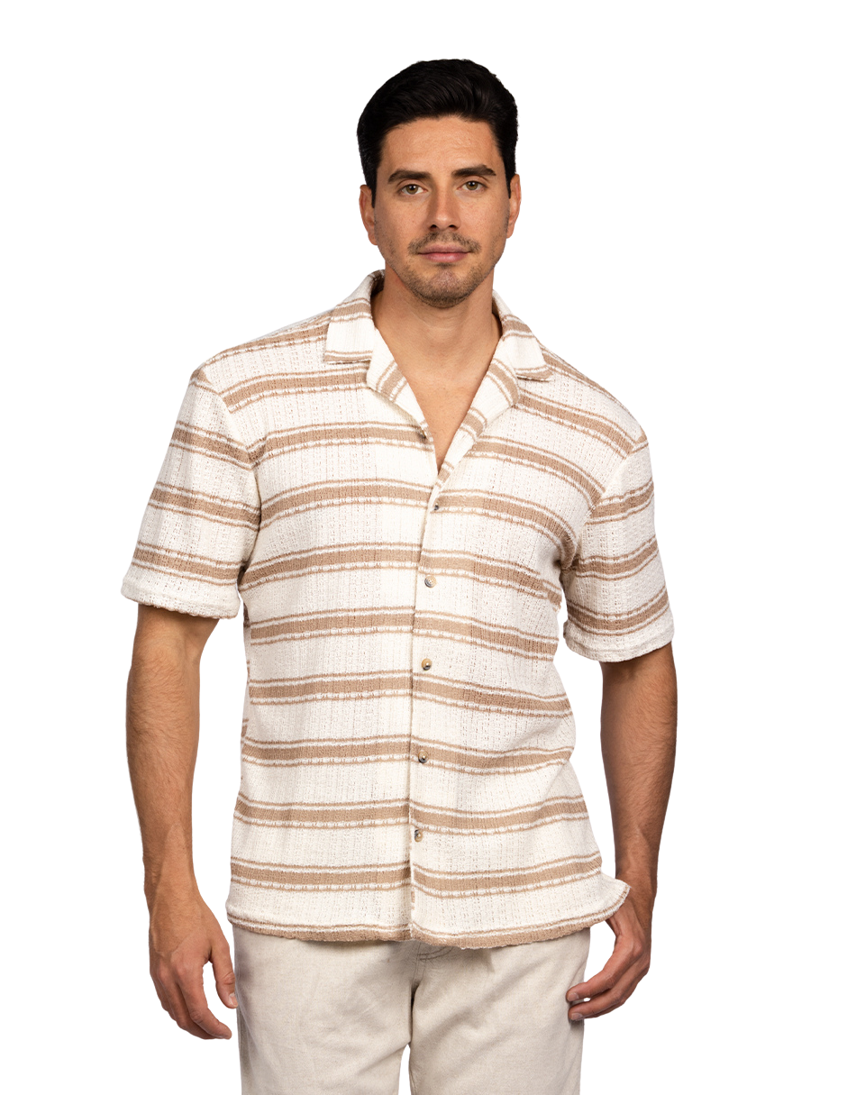 Camisas Para Hombre Crochet Vertical B51369 Arena
