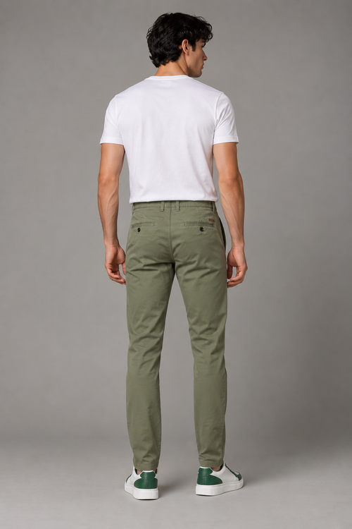 Pantalones Para Hombre Chino Algodón Stretch GWOVEN Olivo