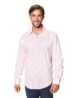 Camisas Para Hombre Manga Larga Lisa B45304 Rosa