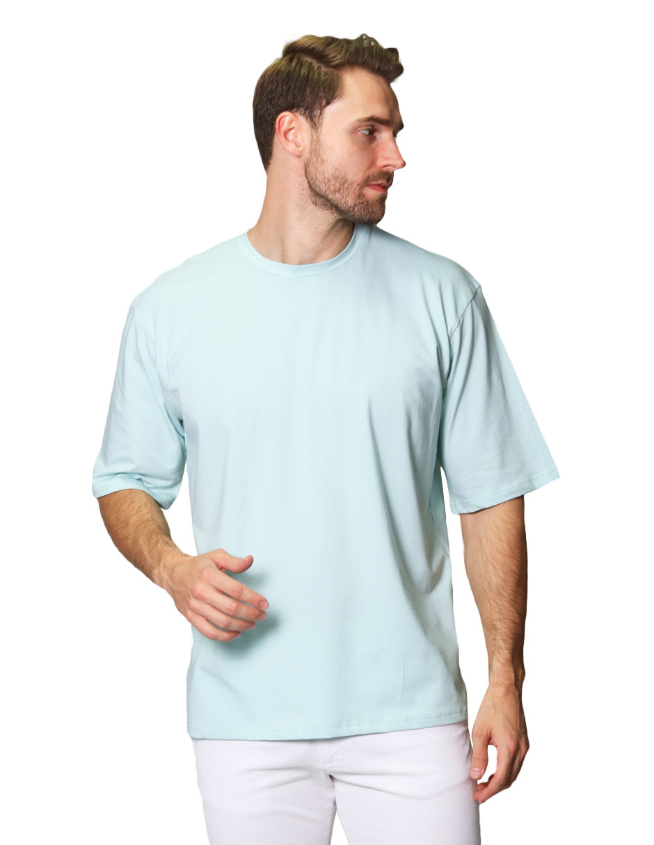 Playeras Para Hombre Oversize Manga Corta Cuello Redondo APCRO Aqua