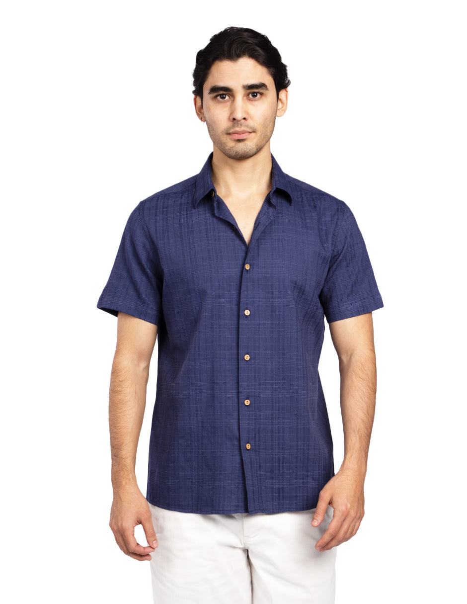 Camisas Para Hombre Dobbie Cuadros B51355 Marino