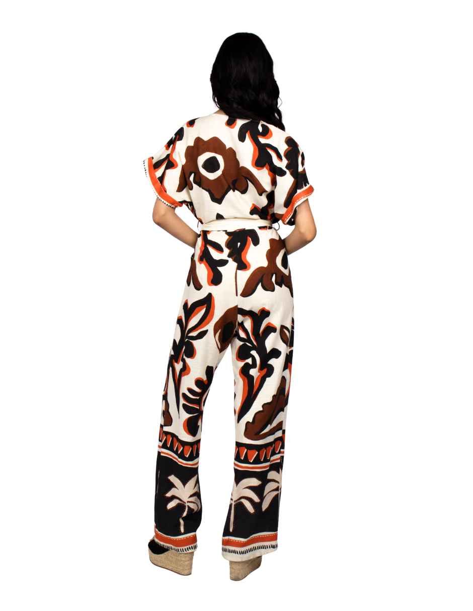 Jumpsuits Para Mujer Tipo Lino Con Cinto W51131 Unico