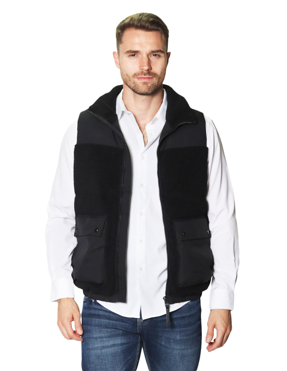 Chalecos Para Hombre Acolchado Cuello Sherpa H45307 Negro