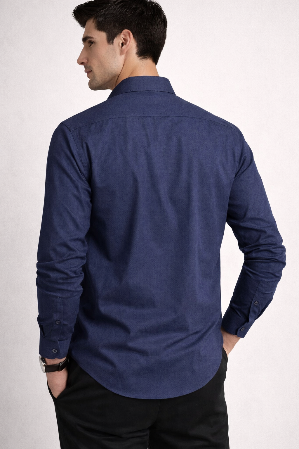 Camisa para Hombre Micropanal Antiarrugas B61403 Marino