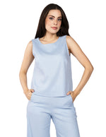 Blusas Para Mujer Tipo Lino Comoda Sin Mangas N51144 Azul