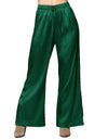 Pantalones Para Mujer Bobois Moda Casuales Comodo De Tiro Alto Con Textura Acampanado De Pierna Suelta Wide Leg Con Estampado de Zebra W33113 Verde