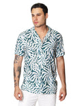 Camisas Para Hombre Bobois Moda Casuales De Manga Corta Con Estampado Relaxed Fit B41554 Verde