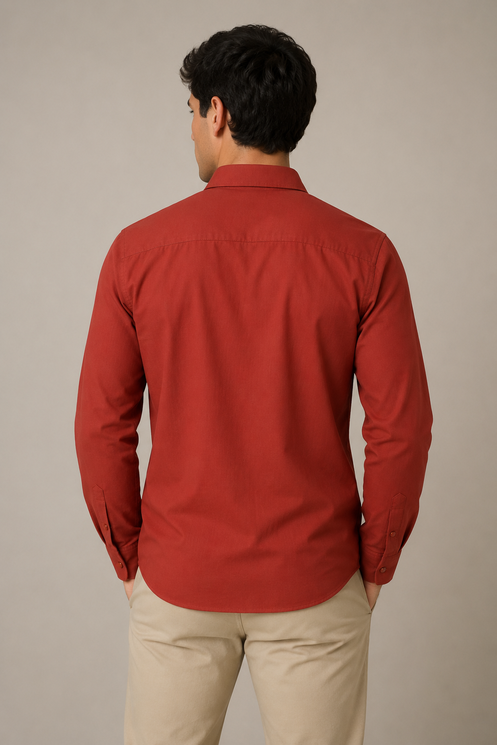 Camisas Para Hombre Super Stretch Con Textura Non Iron B55403 Teja