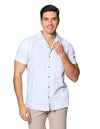 Camisas Para Hombre Bobois Moda Casuales Lisa De Manga Corta De Cuello Abierto Relaxed Fit B41363 Cielo